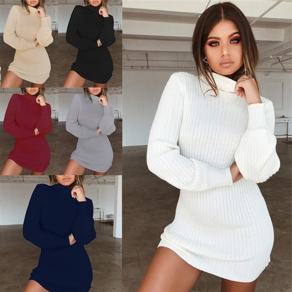 Modern női téli ruha magas gallérral több színben