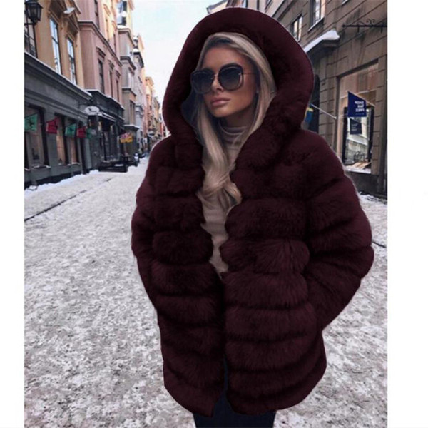 NOU Palton elegant de puf pentru femei, cu glugă, în cinci culori