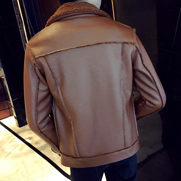 Modern férfi kabát eko bőrből két színben emblémával