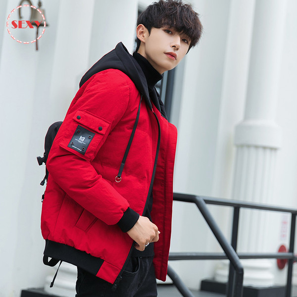 Модерно мъжко яке за есента и зимата в червен, черен и сив цвят