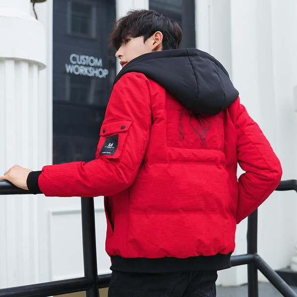 Модерно мъжко яке за есента и зимата в червен, черен и сив цвят