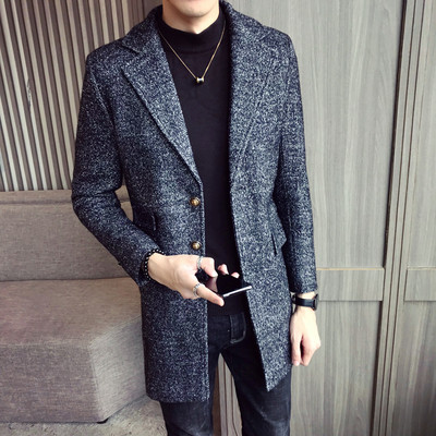 Стилно мъжко плътно палто в сив цвят