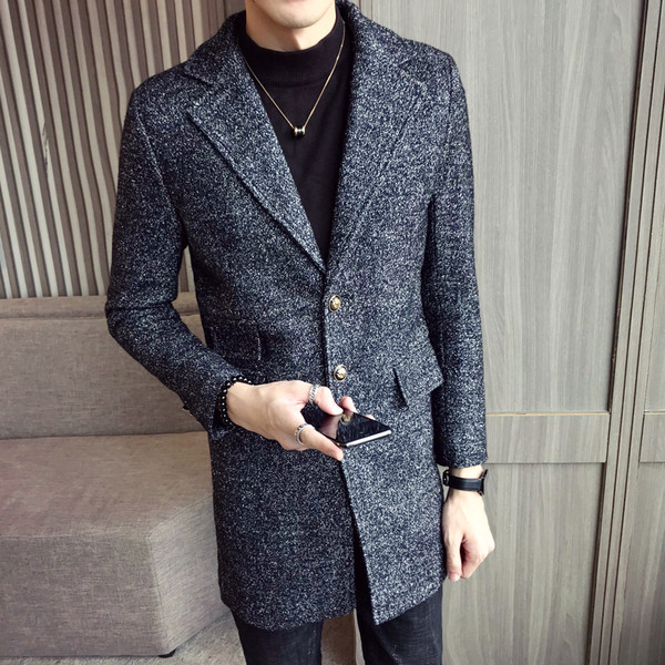 Stílusos férfi vastag kabát szürke színben