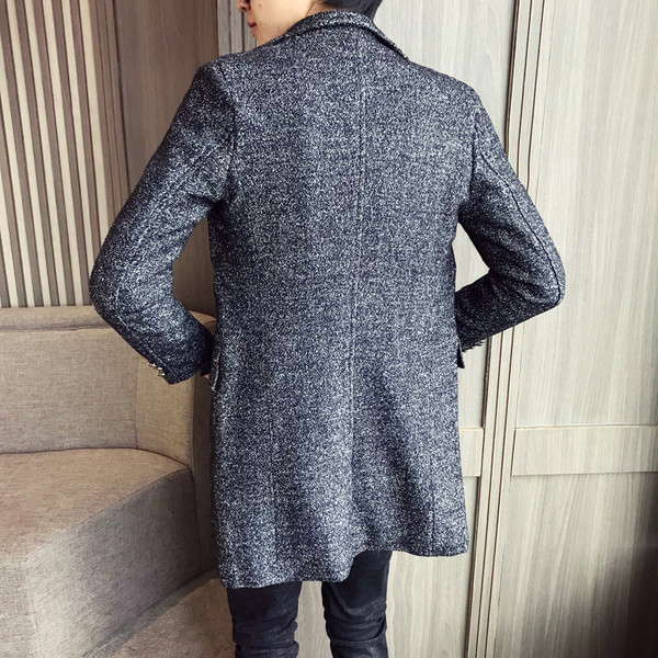 Stílusos férfi vastag kabát szürke színben