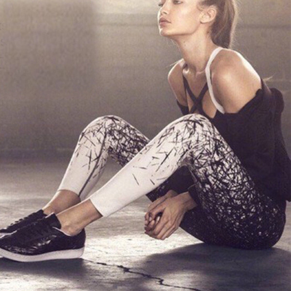 Női sport leggings két színben, magas derékkal