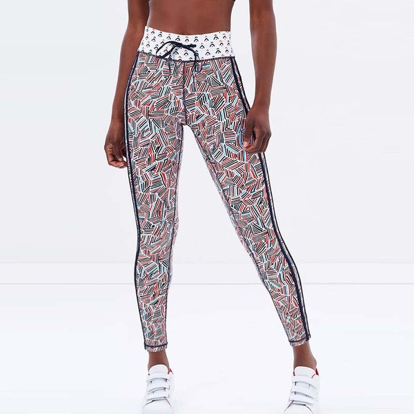 Színes női leggings nyakkendővel és oldalsó szegéllyel