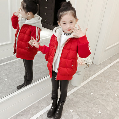 Детско яке за момичета в два цвята - черен и червен
