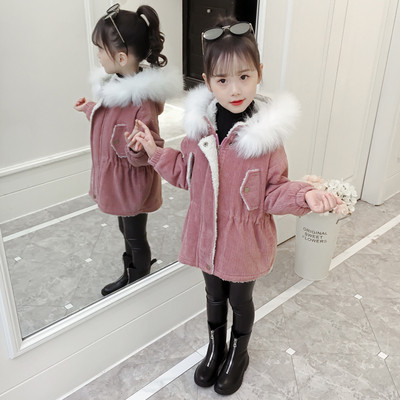Детско модерно палто с пух за момичета в няколко цвята