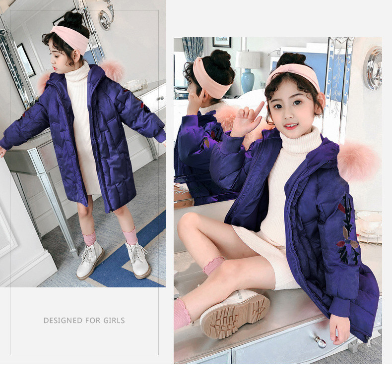 Modern gyermek hosszú kabát rátéttel, két színben