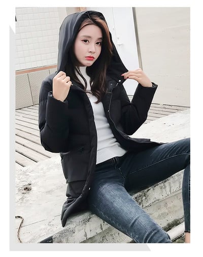 Дамско модерно  яке с качулка в четири цвята