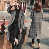 Palton de damă modern în carouri model lung