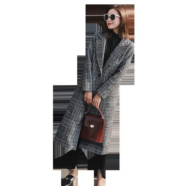 Palton de damă modern în carouri model lung