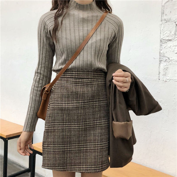 Női téli kockás szoknya