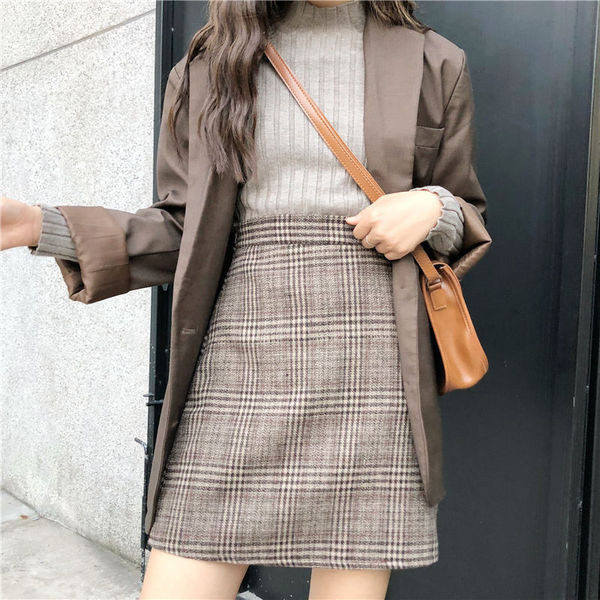 Női téli kockás szoknya