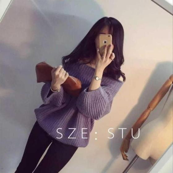 Női pulóver ejtett vállú több színben