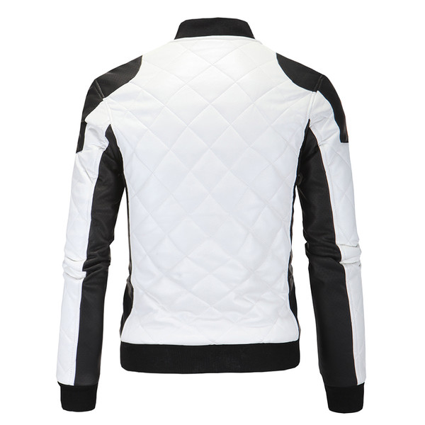 Eko bőrből készült alkalmi férfi kabát fekete-fehér színben