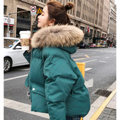 Női alkalmi téli kabát rövid modell, kapucnival, három színben