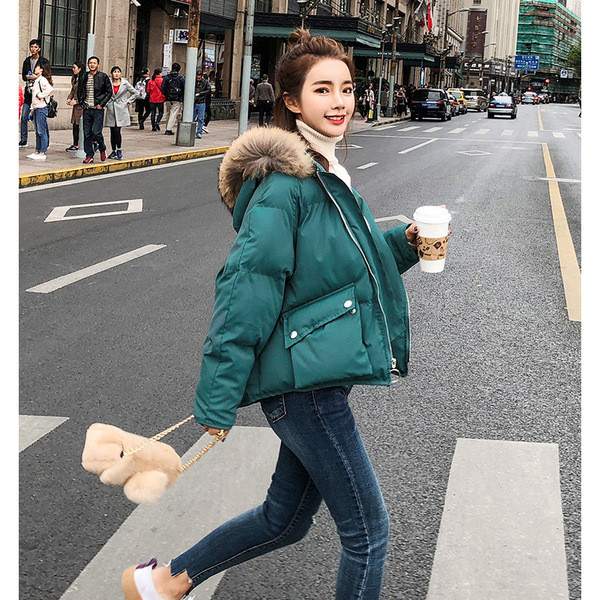 Női alkalmi téli kabát rövid modell, kapucnival, három színben