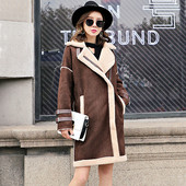 Palton de dama elegant model lung cu captuseala maro moale