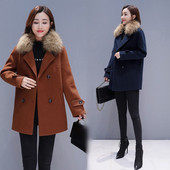 Stílusos női kabát pehelygallérral, két színben