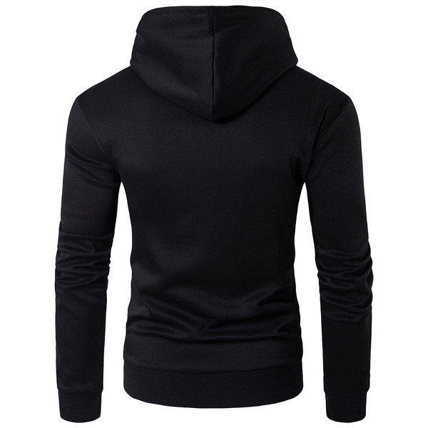 Egyszerű férfi kabát bőr elemekkel fekete színben