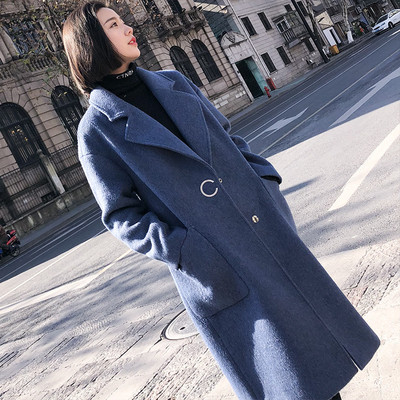 ÚJ Stílusos női kabát hosszú modell V-alakú gallérral több színben