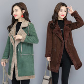 Aktuális női kabát puha béléssel zöld és barna színben