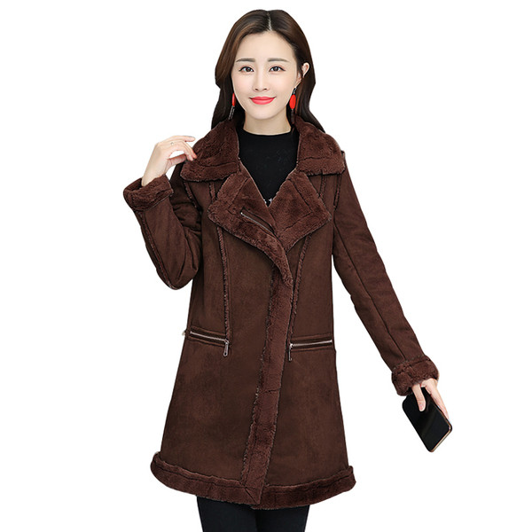 Aktuális női kabát puha béléssel zöld és barna színben