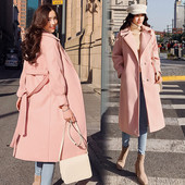 Palton elegant de dama cu guler in forma de V model lung in trei culori