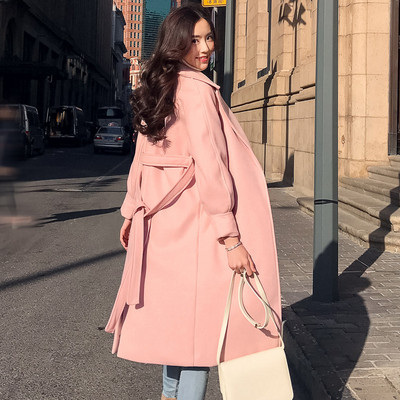 Palton elegant de dama cu guler in forma de V model lung in trei culori