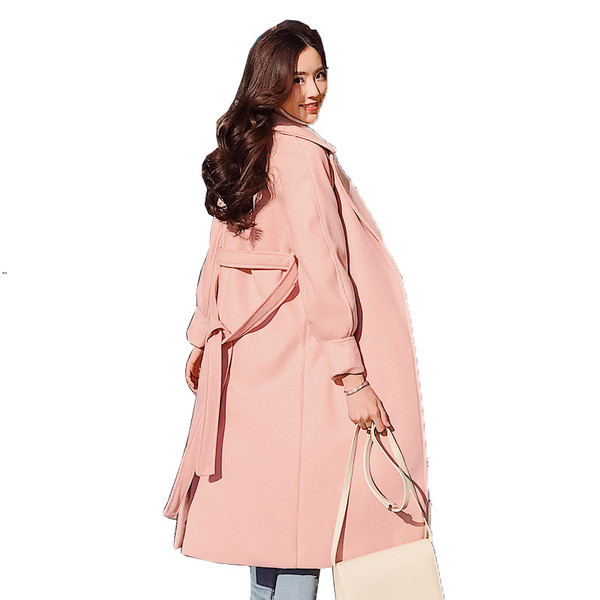 Palton elegant de dama cu guler in forma de V model lung in trei culori