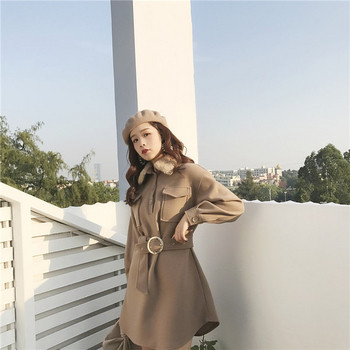 Elegáns női ruha övvel, két színben