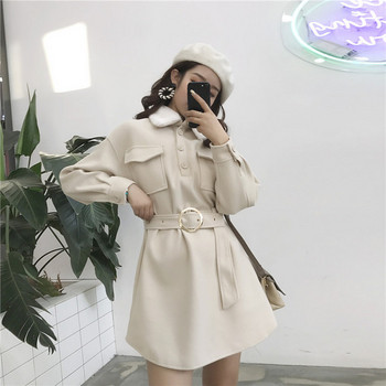 Elegáns női ruha övvel, két színben