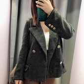 Palton scurt de dama modern de culoare gri