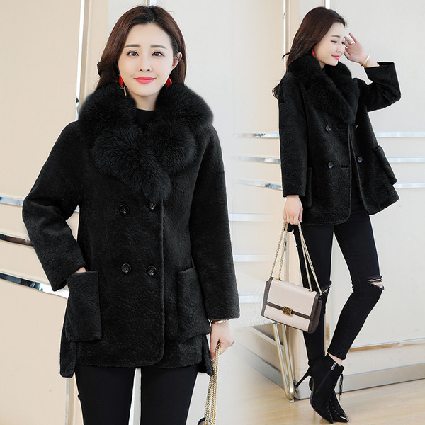 Női kabát pehelygallérral és zsebekkel több színben