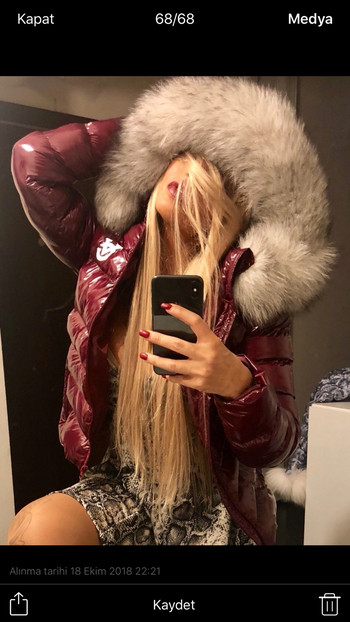 Дамско яке с естествен пух Бордо 