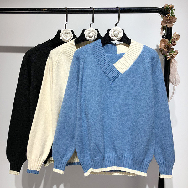 Puha női pulóver V-nyakkal, három színben