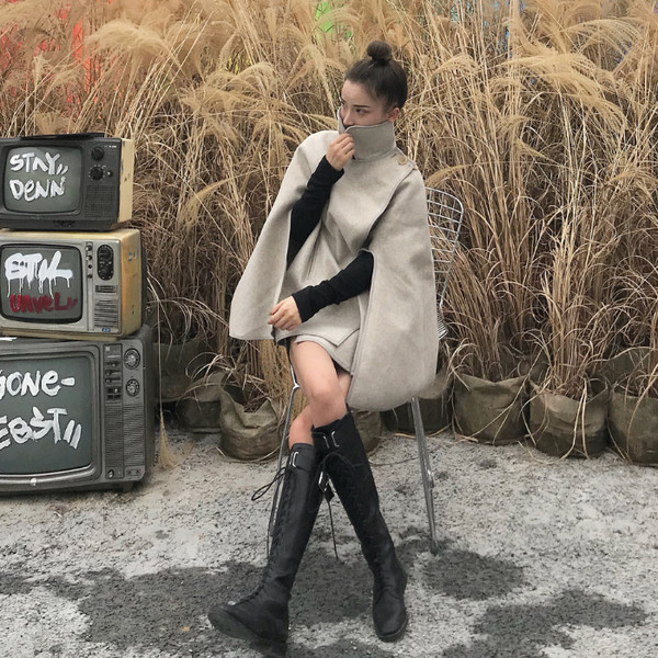 Stílusos női kabát érdekes ujjakkal