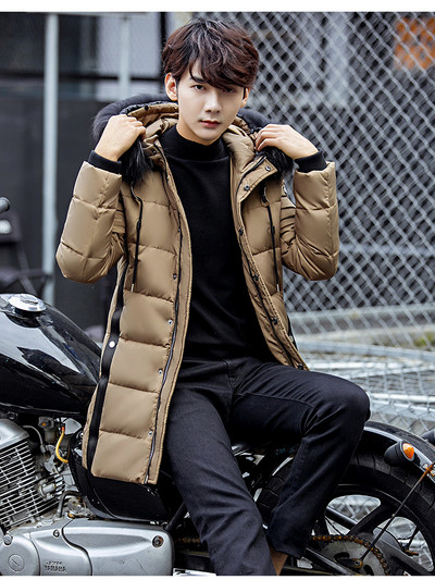 Modern téli férfi kabát pehely kapucnival, négy színben