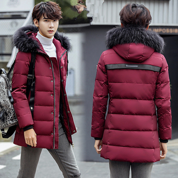 Modern téli férfi kabát pehely kapucnival, négy színben