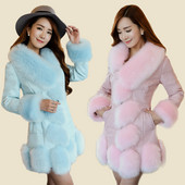 Palton de dama modern din piele ecologica si puf cu guler in forma de V in mai multe culori