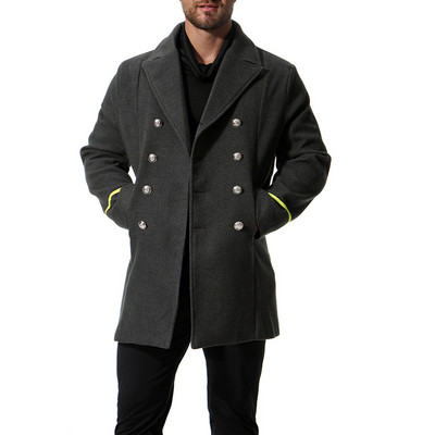 Небрежно мъжко палто с копчета в три цвята