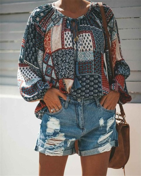 Modern női blúz nyakkendővel, két színben