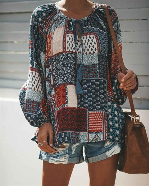 Modern női blúz nyakkendővel, két színben