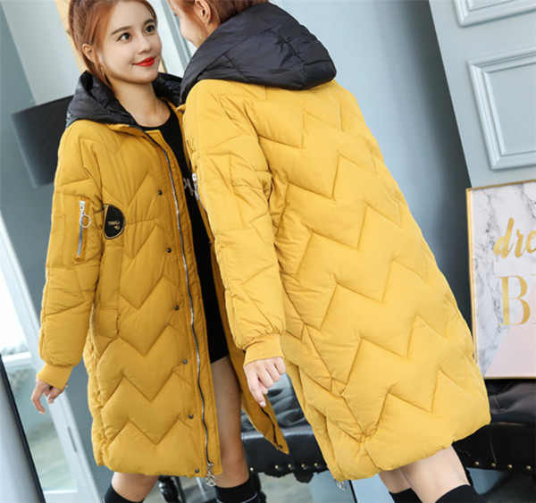 Hosszú női téli kabát kapucnival, négy színben