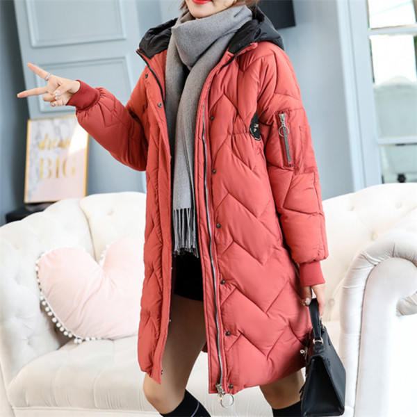 Hosszú női téli kabát kapucnival, négy színben