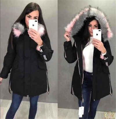 Modern női téli kabát, kapucniján, három színben