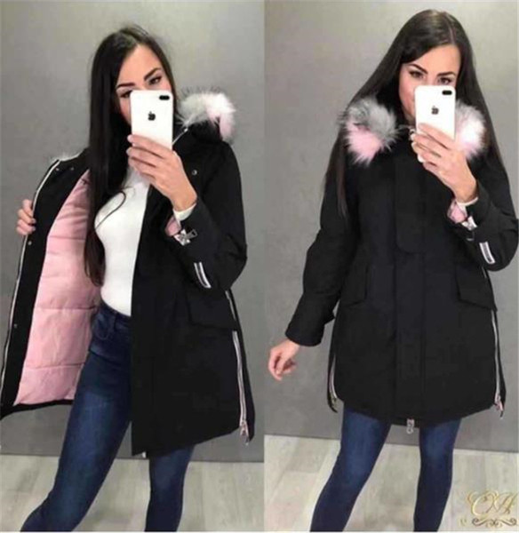 Modern női téli kabát, kapucniján, három színben