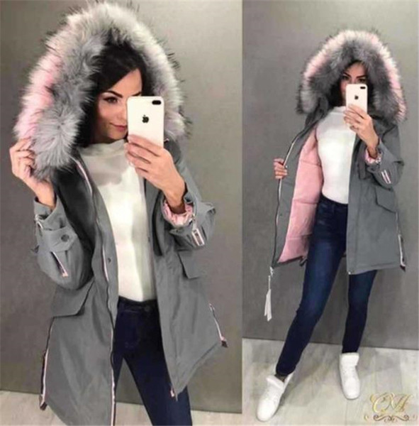 Modern női téli kabát, kapucniján, három színben