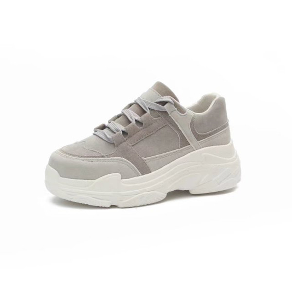 Tenisi dama din piele intoarsa eco cu talpa groasa de culoare gri